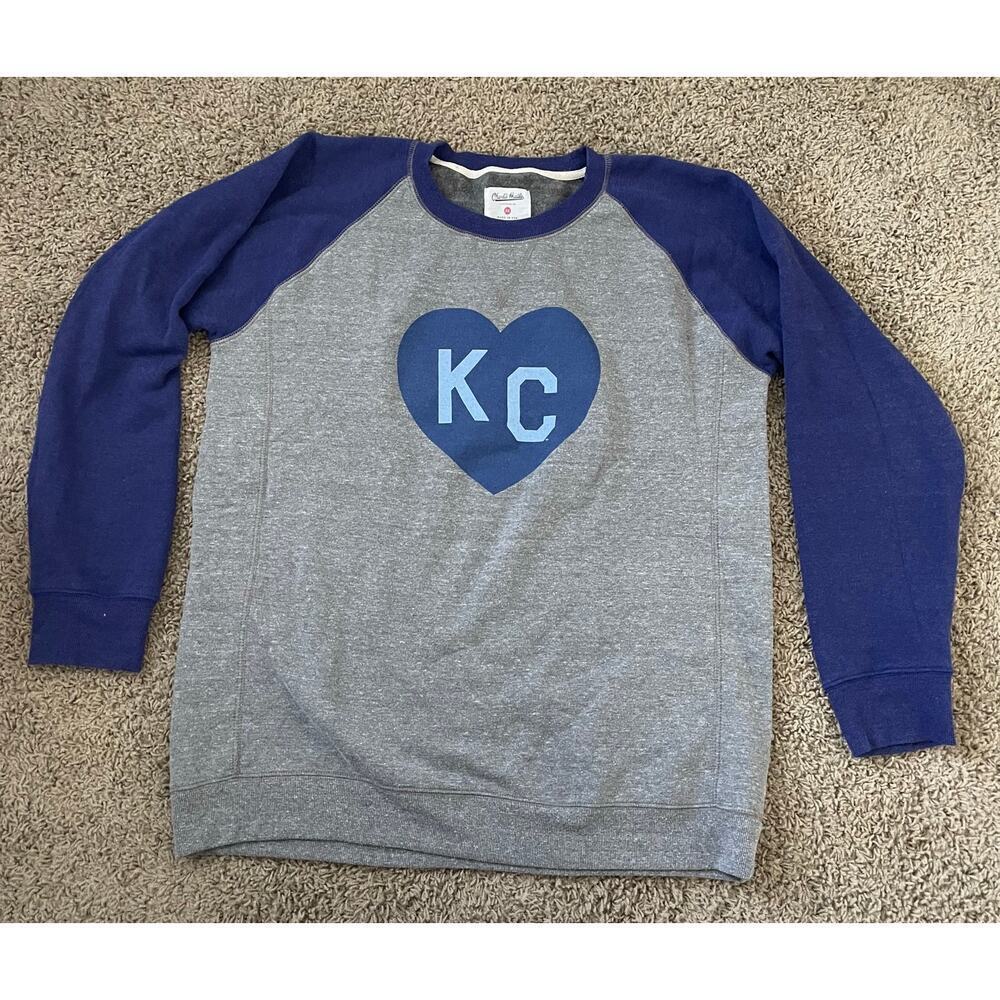 Charlie Hustle Blue KC Heart Baseball Sweatshirt size 2XL